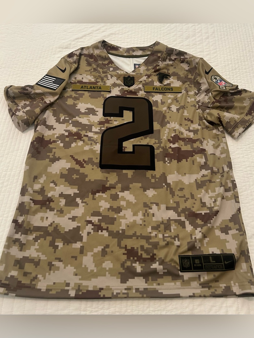 Men's MATT RYAN #2 Atlanta Falcons Military Camouflage Authentic Nike Jersey L